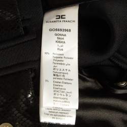 Pre Owned Elisabetta Franchi Black Belted Knit Flared Mini Skirt S