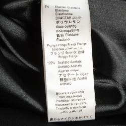 Pre Owned Elisabetta Franchi Black Crepe Fringed Double Breasted Blazer M