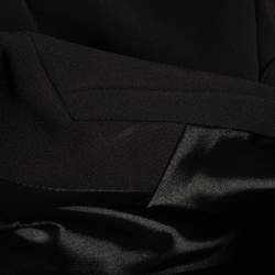 Pre Owned Elisabetta Franchi Black Crepe Fringed Double Breasted Blazer M