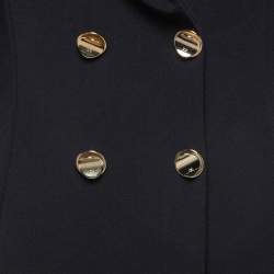 Pre Owned Elisabetta Franchi Black Crepe Fringed Double Breasted Blazer M