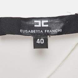 Elisabetta Franchi White & Black Strip Patterned Knit Sweater M