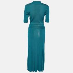 Pre Owned Elisabetta Franchi Green Knit Midi Dress S