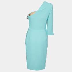 Pre Owned Elisabetta Franchi Green Crepe One-Shoulder Corset Dress M