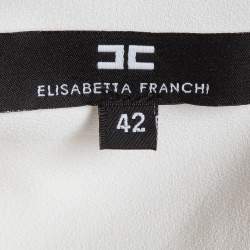 Pre Owned Elisabetta Franchi White Crepe Back Open Maxi Dress M