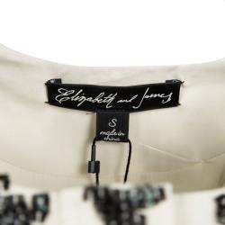 Elizabeth & James Cream Silk Sequin Embellished Track Jacket S