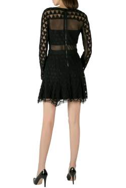 Elizabeth and James Black Embroidered Mesh Overlay Valencia Dress M