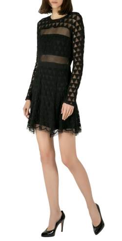 Elizabeth and James Black Embroidered Mesh Overlay Valencia Dress M