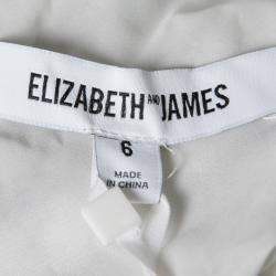 Elizabeth and James Pale Grey Floral Print Silk Embellished Handkerchief Hem Maylie Dress M