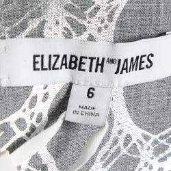 Elizabeth and James Heather Grey and Silver Foil Print Sleeveless Nadia Sheath Dress M