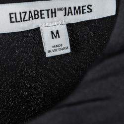 Elizabeth and James Black Silk Sheer Panel Detail Crop Top M