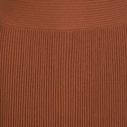 Pre Owned Elizabeth & James Brown Ribbed Knit Off Shoulder Marbella Dress S