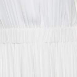 Pre Owned فستان إليزابيث آند جيمس جوسفين عاجي ظهر مفرغ بطيات S