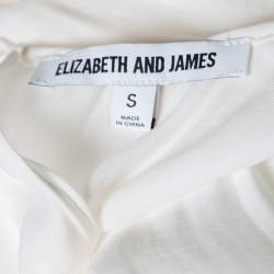 Pre Owned فستان إليزابيث آند جيمس جوسفين عاجي ظهر مفرغ بطيات S
