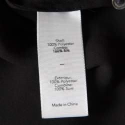 Pre Owned بلوزة إليزابيث آند جيمس كريب سوداء حواف ساتان أكمام طويلة S