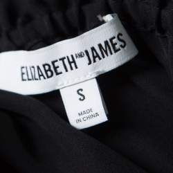 Elizabeth and James Black Sheer Silk Off Shoulder Denny Peasant Crop Top S
