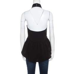 Pre Owned Elizabeth & James Black Crepe Knit Perth Halter Top XS