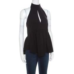 Pre Owned Elizabeth & James Black Crepe Knit Perth Halter Top XS