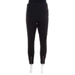Elizabeth & James Black Stretch Knit Zip Detail Tapered Trousers M