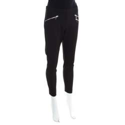 Elizabeth & James Black Stretch Knit Zip Detail Tapered Trousers M