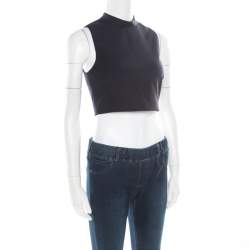 Elizabeth & James Navy Blue Stretch Ponte Knit Avita Crop Top S