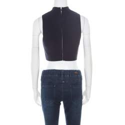 Elizabeth & James Navy Blue Stretch Ponte Knit Avita Crop Top S