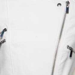 Elizabeth and James White Quilted Shoulder Detail Culkin Biker Jacket S