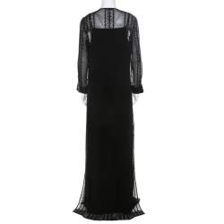 مملوكة مسبقًا Elizabeth & James Black Embroidered Silk Georgette Mia Maxi Dress L 
