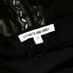مملوكة مسبقًا Elizabeth & James Black Embroidered Silk Georgette Mia Maxi Dress L 