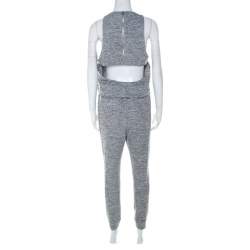 مملوكة مسبقًا Elizabeth & James Grey Marled Jersey Cut Out Back Azia Jumpsuit L