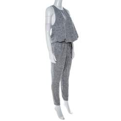 مملوكة مسبقًا Elizabeth & James Grey Marled Jersey Cut Out Back Azia Jumpsuit L