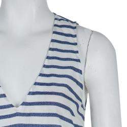 Elizabeth and James White and Blue Striped Peplum Top S