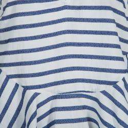 Elizabeth and James White and Blue Striped Peplum Top S