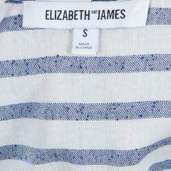 Elizabeth and James White and Blue Striped Peplum Top S