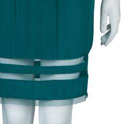 Elizabeth and James Sea Green Mesh Insert Sleeveless Dress XS