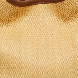 Pre Owned Elleme Cream/Brown Leather and Raffia Baozi Bucket Bag