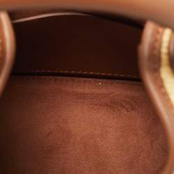 Pre Owned Elleme Cream/Brown Leather and Raffia Baozi Bucket Bag