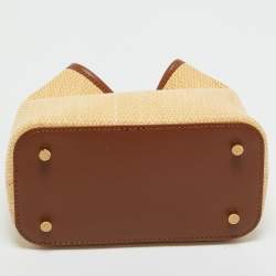 Pre Owned Elleme Cream/Brown Leather and Raffia Baozi Bucket Bag