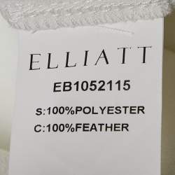 Pre Owned Elliatt Ivory/White Crepe Feather Detail Harley Midi Dress XS