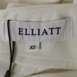 Pre Owned Elliatt Ivory/White Crepe Feather Detail Harley Midi Dress XS