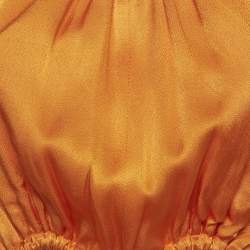Pre Owned Elliatt Orange Satin Ring Detail Asymmetric Maxi Dress XXS