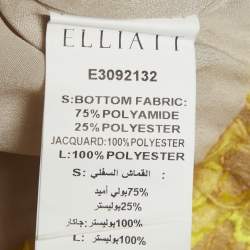 مملوكة مسبقًا طقم توب وتنورة عالية الخصر إيليات أصفر بطبقات من الأورجانزا مقاس صغير جدًا