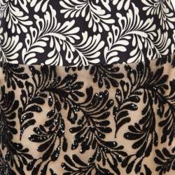 Emanuel Ungaro Monochrome Foliage Print Sequin Embellished Skirt M