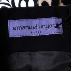 Emanuel Ungaro Monochrome Foliage Print Sequin Embellished Skirt M