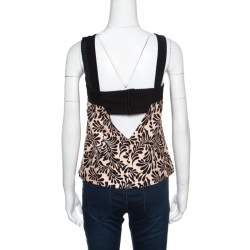 Emanuel Ungaro Monochrome Foliage Printed Silk Sleeveless Top L