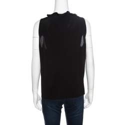 Pre Owned توب إيمانويل أونغارو حرير وترتر أسود وذهبي مزخرف بلا أكمام L