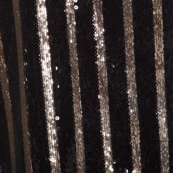 Pre Owned توب إيمانويل أونغارو حرير وترتر أسود وذهبي مزخرف بلا أكمام L