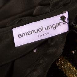 Pre Owned توب إيمانويل أونغارو حرير وترتر أسود وذهبي مزخرف بلا أكمام L