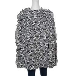 Emanuel Ungaro Monochrome Floral Macrame Lace Cape Style Jacket S