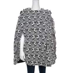 Emanuel Ungaro Monochrome Floral Macrame Lace Cape Style Jacket S