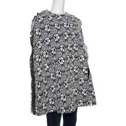 Emanuel Ungaro Monochrome Floral Macrame Lace Cape Style Jacket S